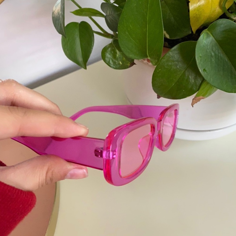 Chunky pink glasses